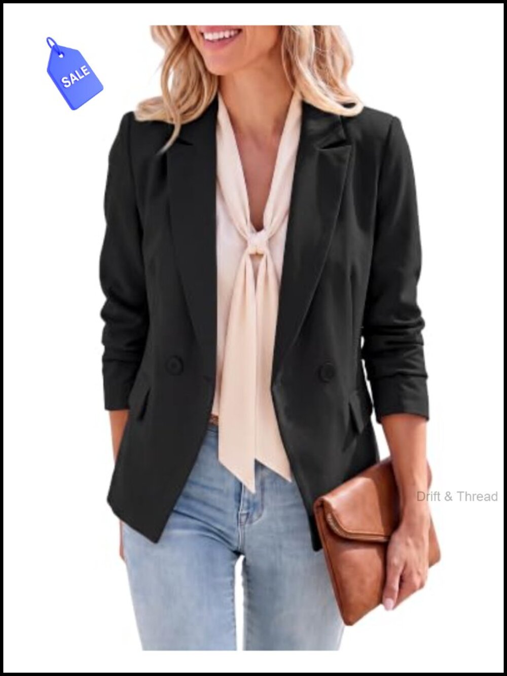 Double Breasted Blazer Womens Business Casual Notch Lapel Jacket